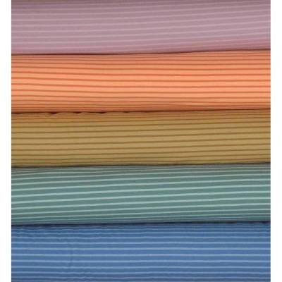 Jersey mit Ringel Streifen 5 gedeckte Farben 50 x 150 cm Altrosa Pfirsich Jeans Pinie Camel