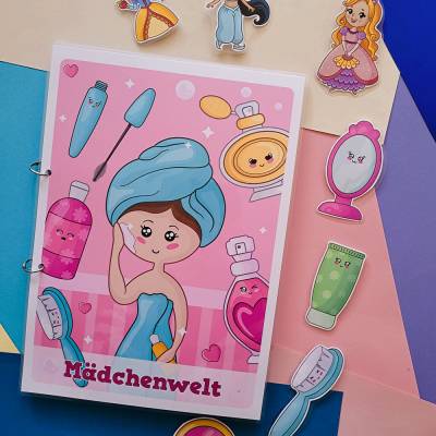 Busy Book Deutsch – Montessori Quiet Book für Mädchen, Handgemachtes Spielbuch zur Motorikförderung A4