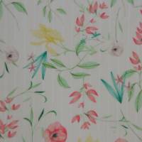 Baumwollstoff Webware zarte Blüten auf hellrosa mit Streifen 50 cm x 145 cm
