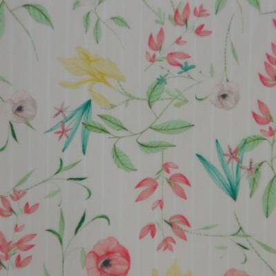 Baumwollstoff Webware zarte Blüten auf hellrosa mit Streifen 50 cm x 145 cm