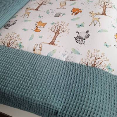 Dicke Krabbeldecke   Spieldecke Waffelpique 100x100  120x120  140x140 Waldfreunde