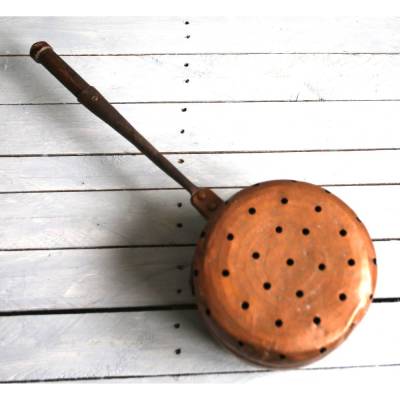 Kupfer Topf mit Lochdeckel Bettwärmer Vintage Wärmepfanne Räucherpfanne