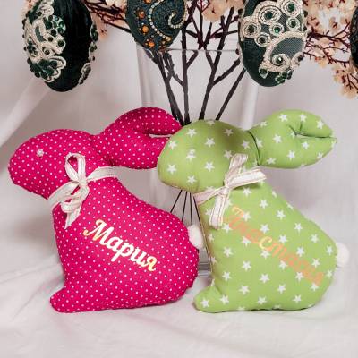 Frühlingshase Frühlingsdekoration Osterhase Baumwollhase rosa lila hellblau blau grün braun korall rot türkis weiß