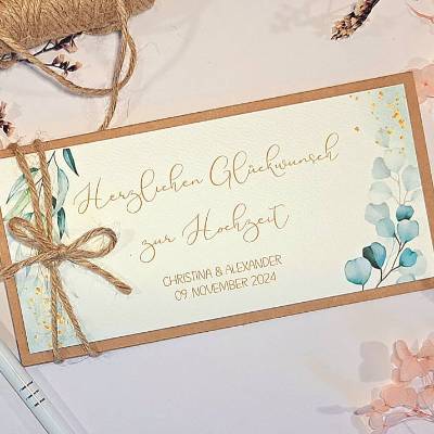 Personalisierte Hochzeitskarte – Handgemachte Glückwunschkarte & Geldgeschenk für das Brautpaar