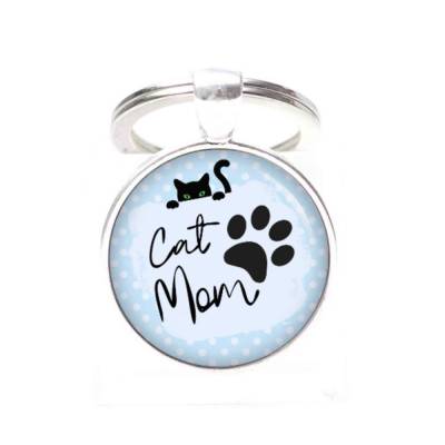 Schlüsselanhänger Cats Mom blau - Geschenk Katzenbesitzer - Katzenliebhaber - Geschenkidee Just Trisha
