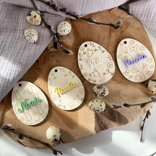 Osteranhänger mit Namen / Osterei personalisiert / Anhänger für Osterkorb / Osterhase