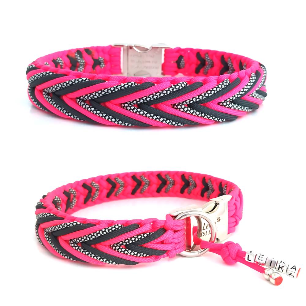 Halsband geflochten aus Paracord mit Namensanhnger. Stabil und landlebig!  Auf Wunsch personalisiert mit Gravur. Arrow