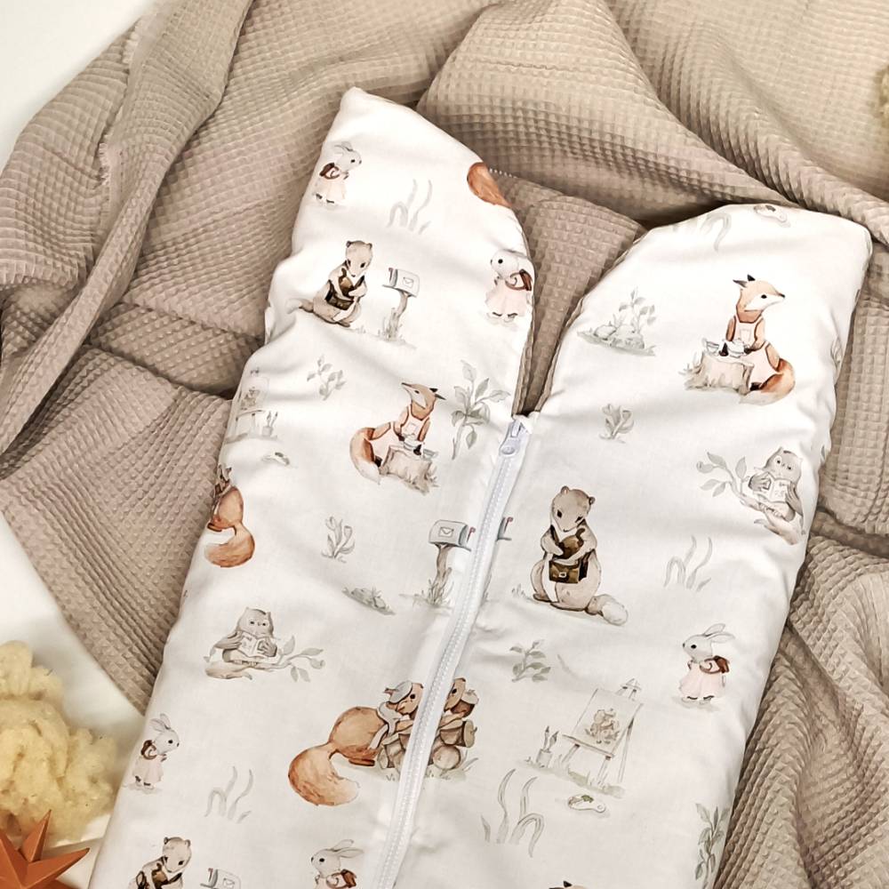 Baby Einschlagdecke mit Schurwolle - Schlafsack - Kinderwagendecke -  Puckdecke - Krabbeldecke - Krabbelmatte - 2 in 1