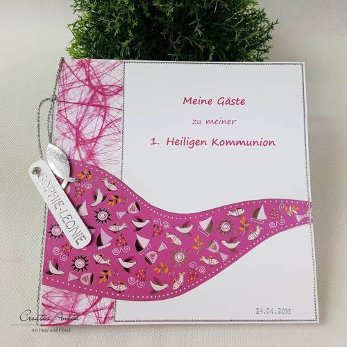 Gästebuch WELLE PINK Kommunion Taufe Konfirmation