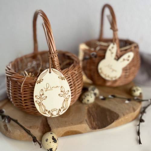 Osteranhänger mit Namen / personalisierter Osterhase Osterei / Anhänger mit Korb