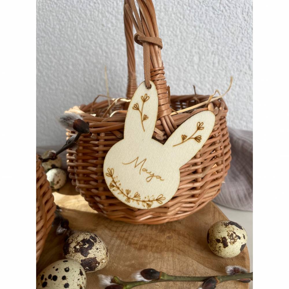 Osteranhänger mit Namen / personalisierter Osterhase Osterei / Anhänger mit Korb Bild 4