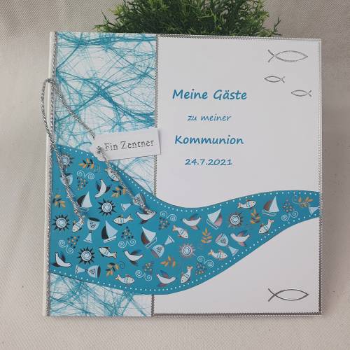 Gästebuch WELLE TÜRKIS Kommunion Taufe Konfirmatio