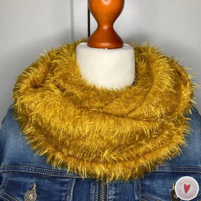 Loop Schal * senfgelb * Zottel-Strick