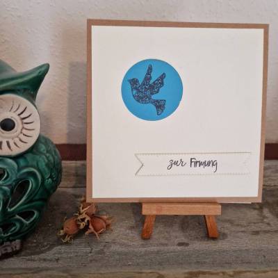 Zur Firmung - Gratulationskarte - Taube - Beige/Braun