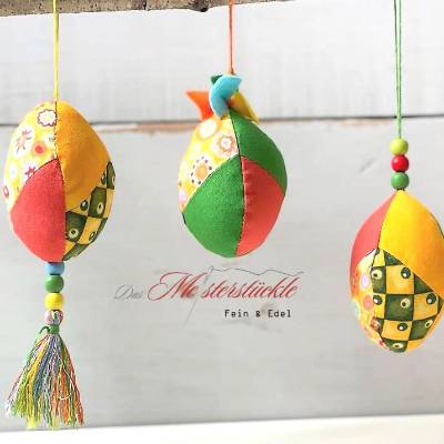 Ostereier bunt Gänseei groß Osterschmuck Patchworkei