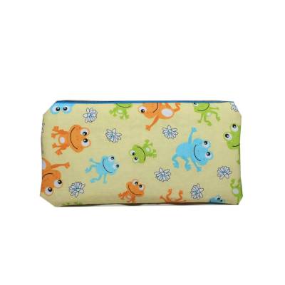 Mäppchen Kosmetik Täschchen Kinder-Tasche Medikamente Frösche Punkte gelb grün türkis Geschenk Mitbringsel Schule