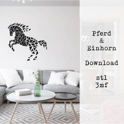 stl 3mf Pferd/Einhorn geometrisch 3D Druck Datei Download