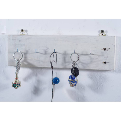 Handtuchhalter, Schlüsselbrett aus Palettenholz, Hakenleiste, Aufräumer, Schlüsselbrett, Hakenleiste in weiß