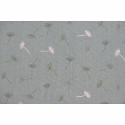 Baumwollstoff taubenblau mit Pusteblumen Löwenzahn 50 cm x 150 cm