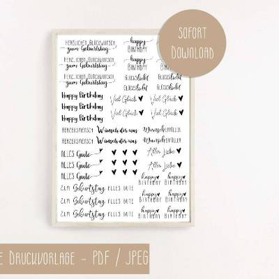 PDF Vorlage für Kerzen I Geburtstag Glückwünsche I Kerzentattoo Stabkerzen Wasserschiebefolie | Druckvorlage Kerzenstick