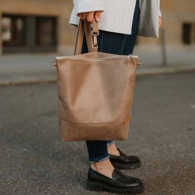 2-in-1 Rucksacktasche Hellbraun