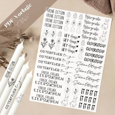 Ostern PDF Vorlage Kerzentattoo Kerzensticker Kerzen Osterlicht Osterfeuer Frohe Ostern Ei Ei Ei Eiersuchen Osterzeit 