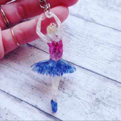 Schlüsselanhänger Ballerine echte Blumen floral