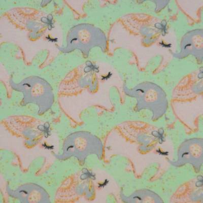 Jersey mit niedlichen kleinen Elefanten zart mint  50 x 150 cm  Nähen Stoff