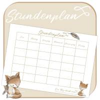 FREEBIE - GESCHENK  | Stundenplan  | Fuchs Waldtier | A4 zum selbst drucken | PDF Datei