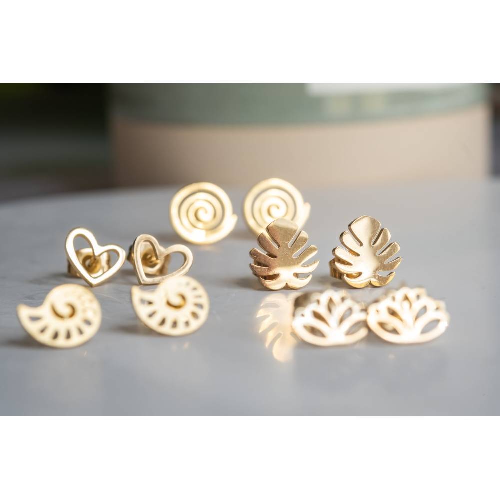 Monstera Ohrstecker, Palmenblatt Ohrringe, mini Ohrstecker gold, Geschenk  Freundin, Edelstahl Ohrstecker, nickelfrei