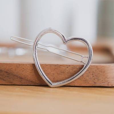 silberne Herz Haarspange, silber Haarspange, Herzform, Haarklammer, Geschenk Freundin, Haarschmuck, Geschenk Trauzeugin 