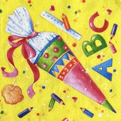 Motivserviette Zuckertüte Einschulung -1 einzelne Serviette (S5)