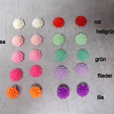 Ohrclips Chrysanthemen Resin Ohrschmuck Blumen 10 verschiedene Farben 