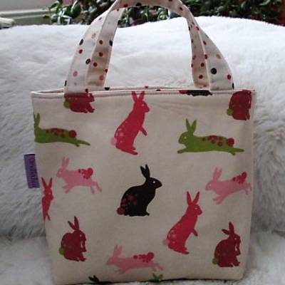 Osterkörbchen, Osternest, Osterhasen-Utensilo, Tasche zum Ostereier sammeln, Kindertasche mit Häschen