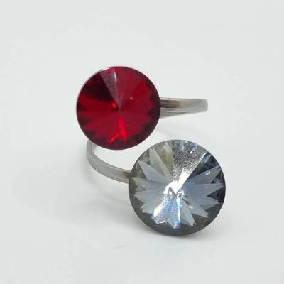Doppelring Rivoli Rot Blau
