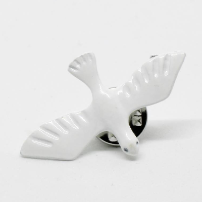 Vintage Pin Brosche Friedenstaube weiß Frieden Glücksbringer Taube Tiermotiv Kragenschmuck