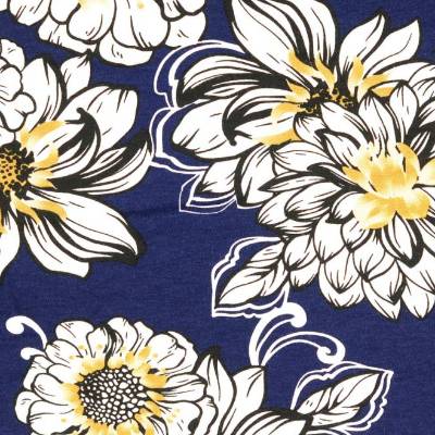 Viskose Jersey Helga Blumen blau (1m/14,-€)