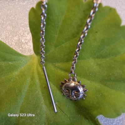 Ohrstecker Stab Sonne aus 925 Sterling Silber – Einzelstück, Größe laut Bild