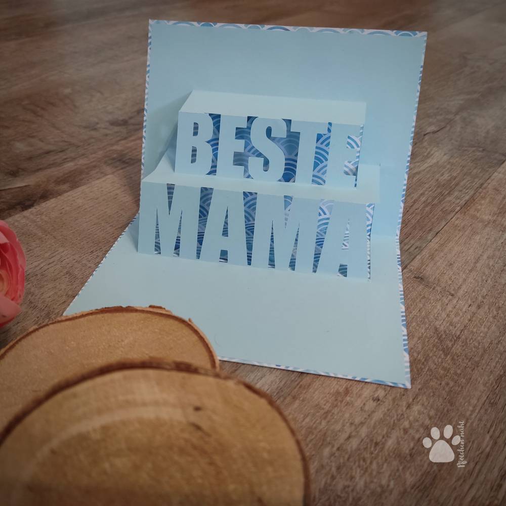 Plotterdatei Pop Up Karten Muttertag, beste Mama, SVG, Studio3 Bild 1