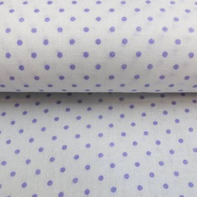 Popeline Baumwolle Punkte/Dots  2mm  weiß/flieder Oeko-Tex Standard 100(1m/8,-€)