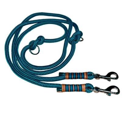Maritime Hundeleine aus Tau für kleine Hunde, verstellbar, petrol, Wunschlänge