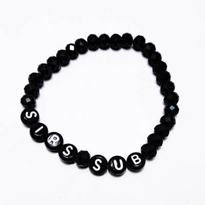 BDSM Armband Sirs Sub submessive Fetisch Schmuck Namensarmband black Tourmaline Turmalin für Subs Schmuck schwarz
