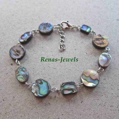 Perlmutt Armband Abalone Paua Muschel Perlmuttarmband Regenbogenfarben