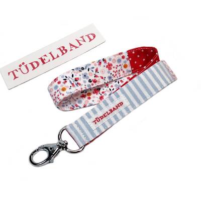 Schlüsselband Schlüsselanhänger ...kleines Tüdelband...hellblau...geblümt...rot...