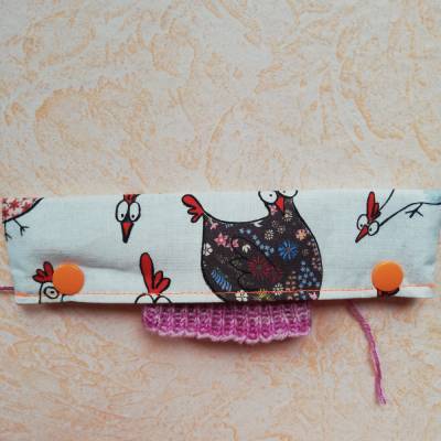 Nadelgarage, Nadelsafe, Nadelspiel Garage, Nadelspiel Safe, Nadeltasche für 15 cm lange Sockennadeln, lustige Hühner 