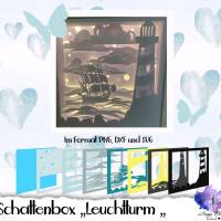 Schattenbox Motiv "Leuchtturm " SVG, DXF, PNG, Lightbox, Shadowbox