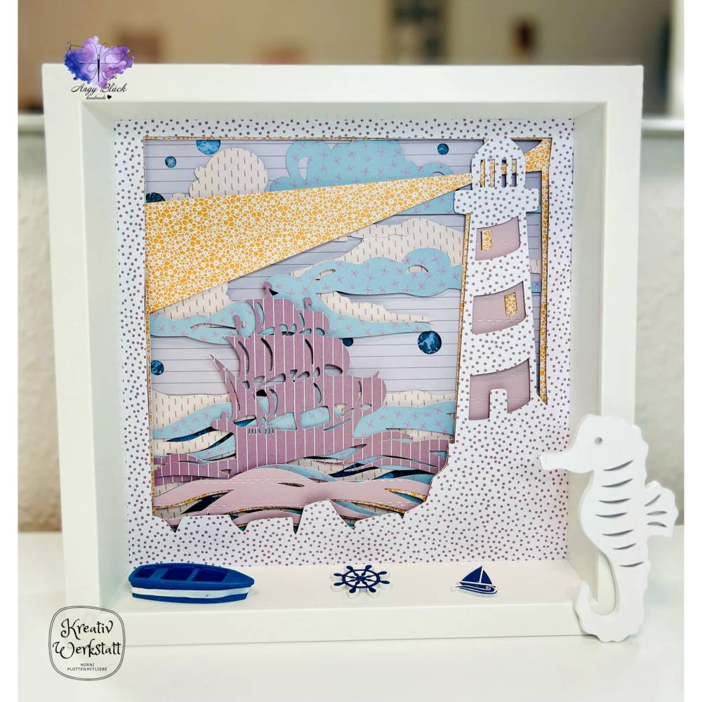 Schattenbox Motiv "Leuchtturm " SVG, DXF, PNG, Lightbox, Shadowbox Bild 2