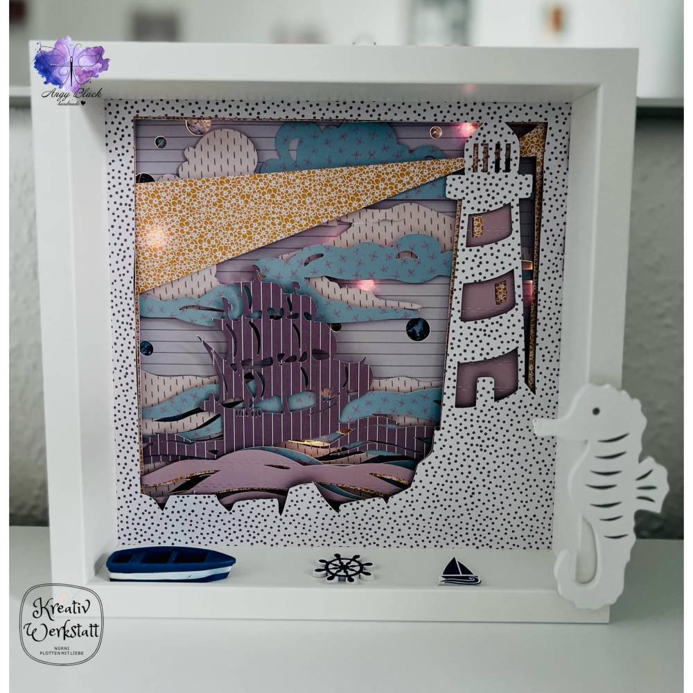 Schattenbox Motiv "Leuchtturm " SVG, DXF, PNG, Lightbox, Shadowbox Bild 3