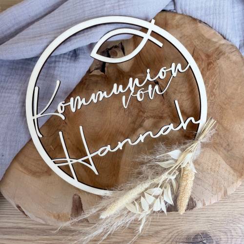 Türkranz personalisiert Kommunion / Konfirmation / Taufe / Kranz mit Namen / Wanddekoration