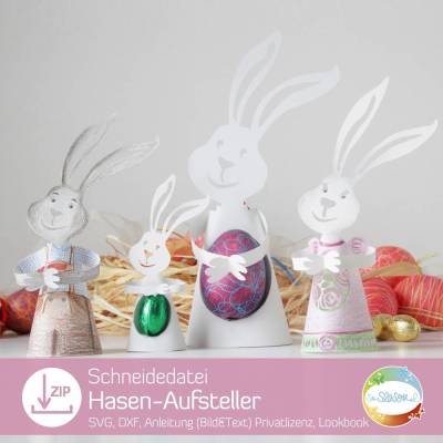 Hasen-Aufsteller, Schneidedatei zu Ostern, Eierhalter für den Osterbrunch aus Papier zum plotten, Design von senSEASONal